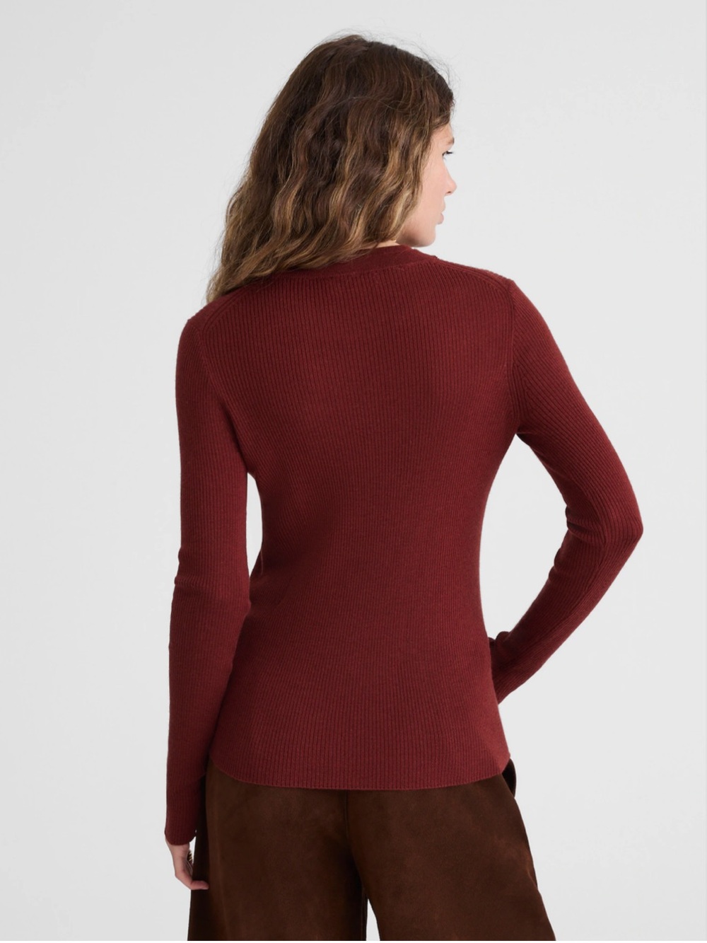 NWT Madewell Size Medium Double Layered Crewneck Sweater in Merino-Silk Rust - Picture 2 of 7